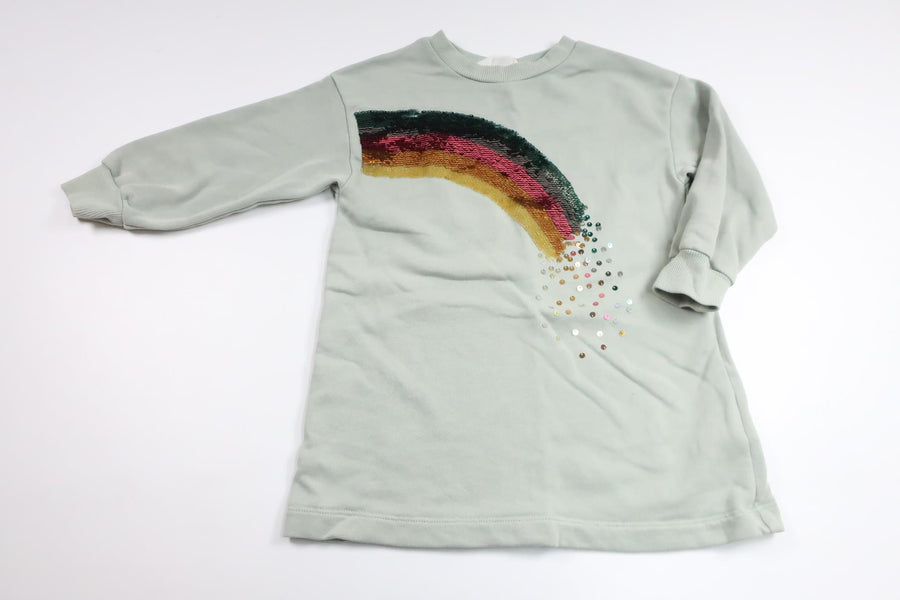 Sweatshirtkleid mit wendbaren Pailletten von H&MM - Größe 104 - Grün