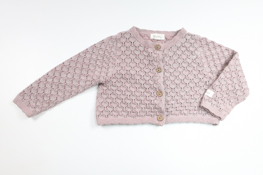 Glitzernde Strickjacke von Newbie – Größe 74 – Lila