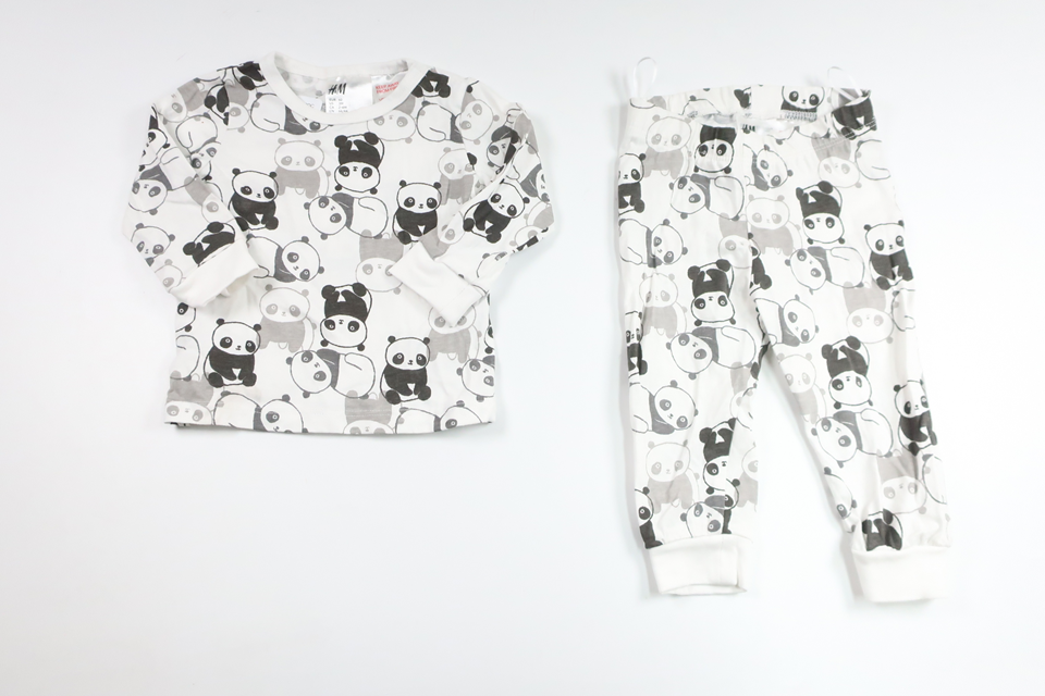 Zweiteiliger Pyjama mit Pandas von H&MM - Größe 62 - Weiß