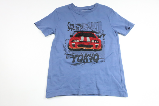 Paillettenpullover mit Wendefunktion von Next – Größe 122 – Blau