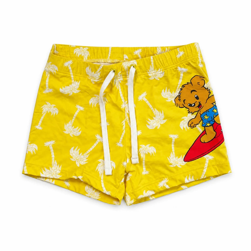 Badshorts med björntryck från Bamse - Storlek 110/116 - Gul