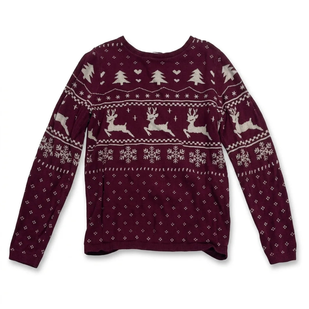 Mönstrad tröja från H&M - Storlek 110/116 - Vinröd