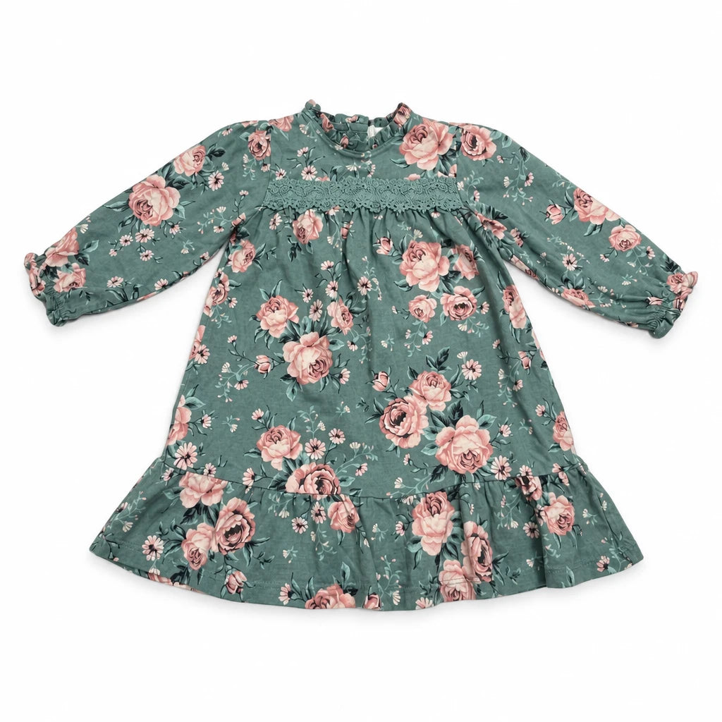 Klänning med blommönster från Newbie - Storlek 86 - Grön
