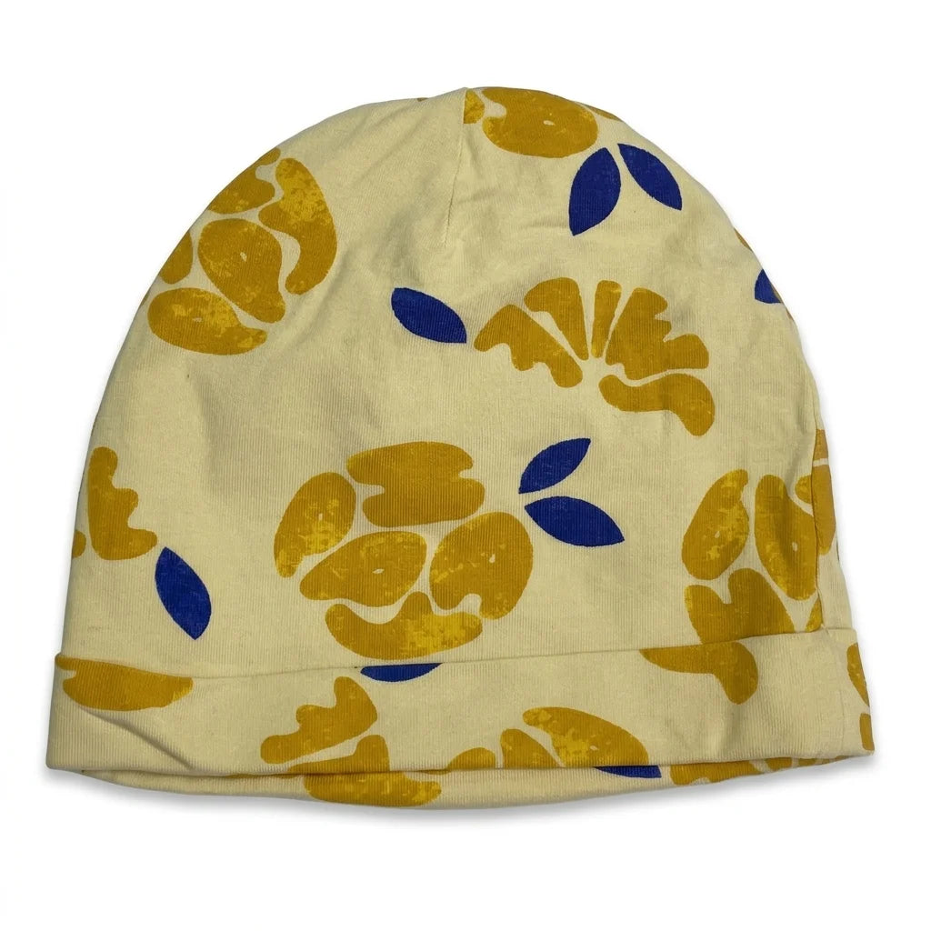 Floral beanie from Mini Gina Tricot - Size 48/50 - Yellow