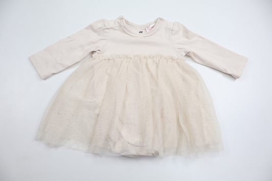 Klänning med inbyggd body från H&M - Storlek 62 - Benvit