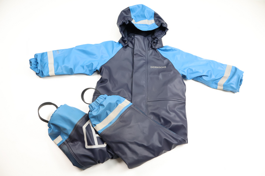 Fleece-lined rain overall from Didriksons - Size 80 - Navy