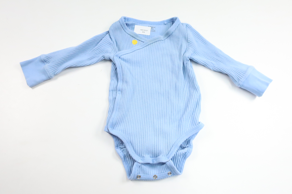 Ribbed wrap bodysuit from Lindex - Size 62 - Blue