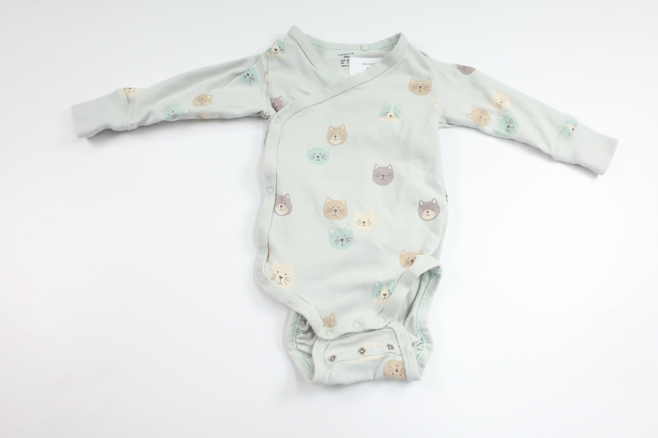Wrap-around bodysuit with cats from Lindex - Size 62 - Blue