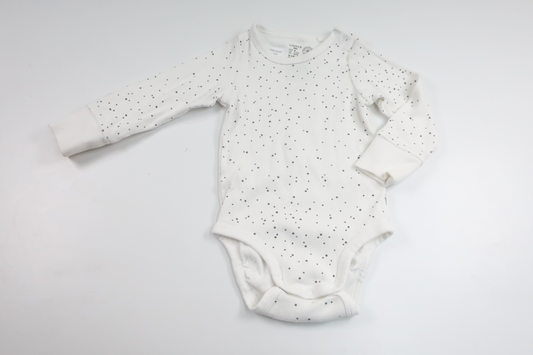 Ribbed polka dot wrap-around body from Lindex - Size 80 - White