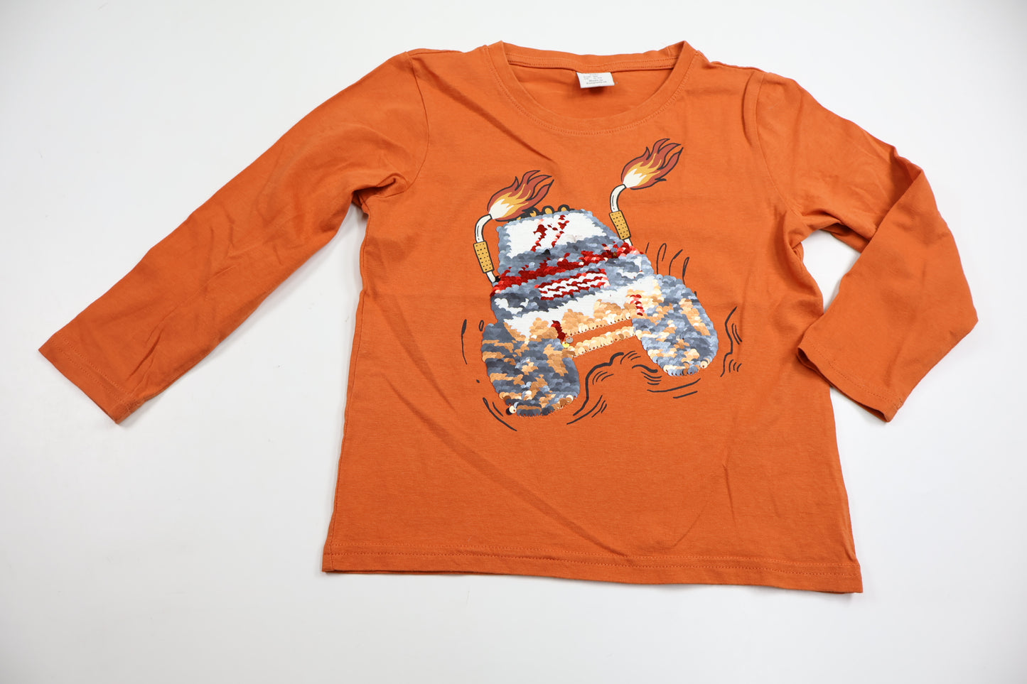 Tröja med vändbara paljetter från Lindex - Storlek 110 - Orange