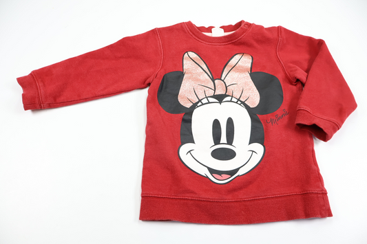 H&M Minnie Mouse Sweatshirt - Size 92 - Burgundy