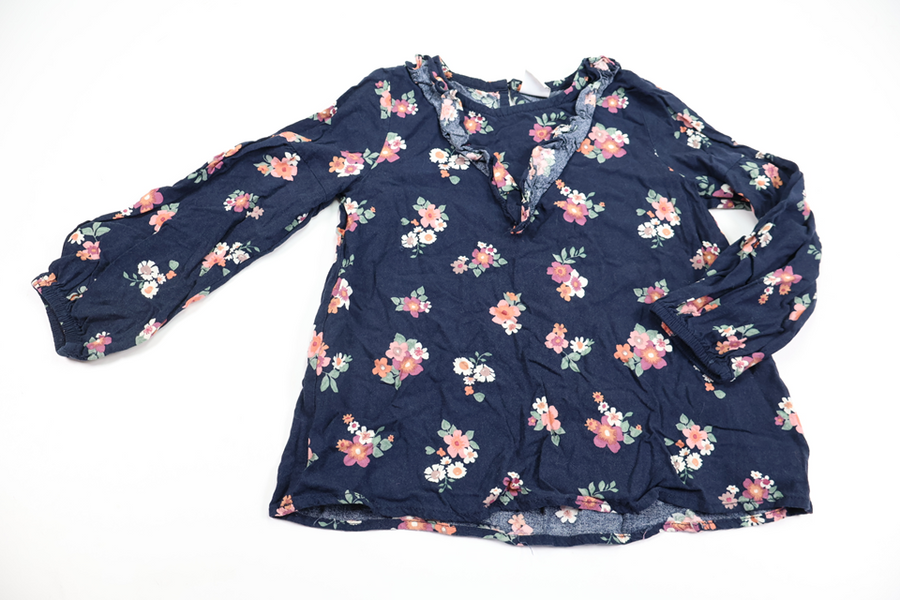 Floral tunic with ruffle from Lindex - Size 110 - Navy blue
