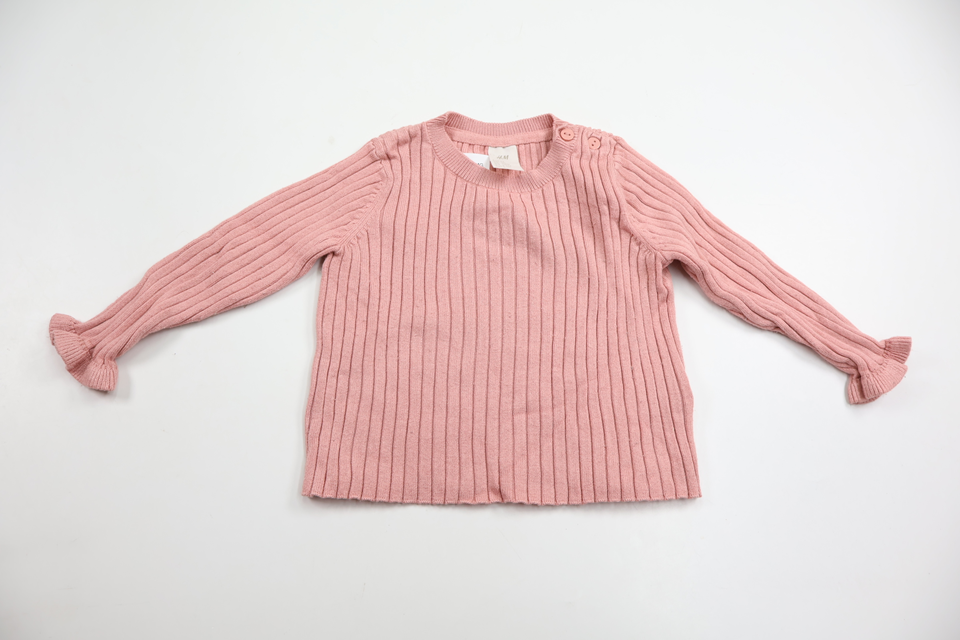 Ribbstickad tröja från H&M - Storlek 74 - Rosa