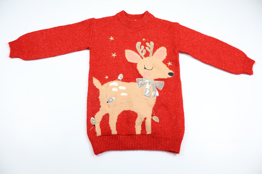 Knitted dress with reindeer from C&A - Size 110 - Red