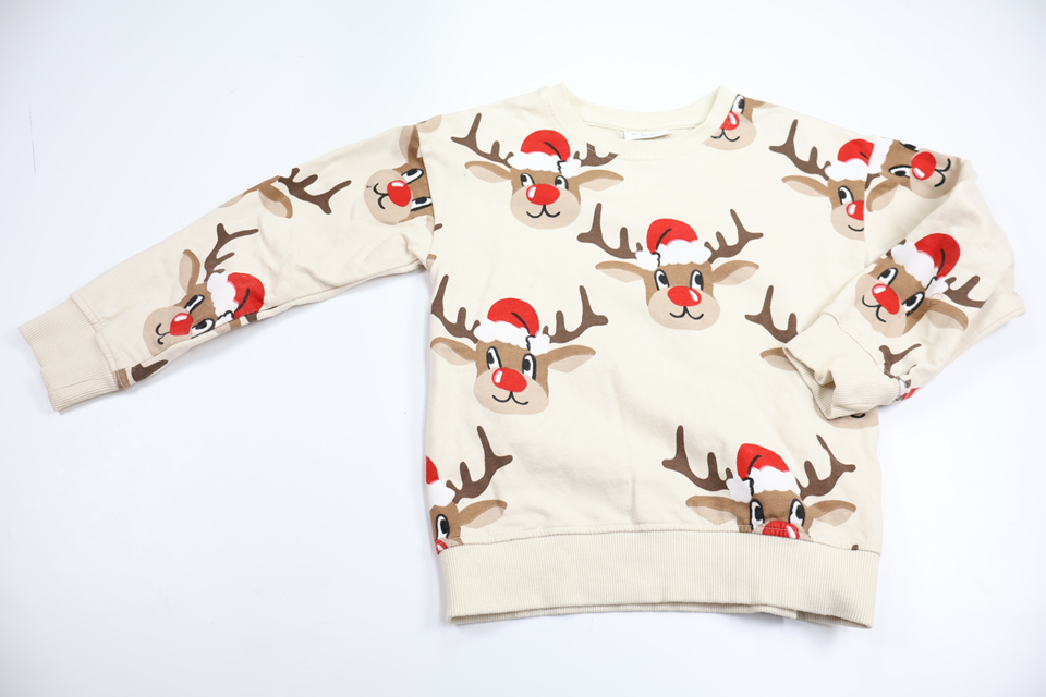 Reindeer sweatshirt from Kappahl - Size 110/116 - Off-white