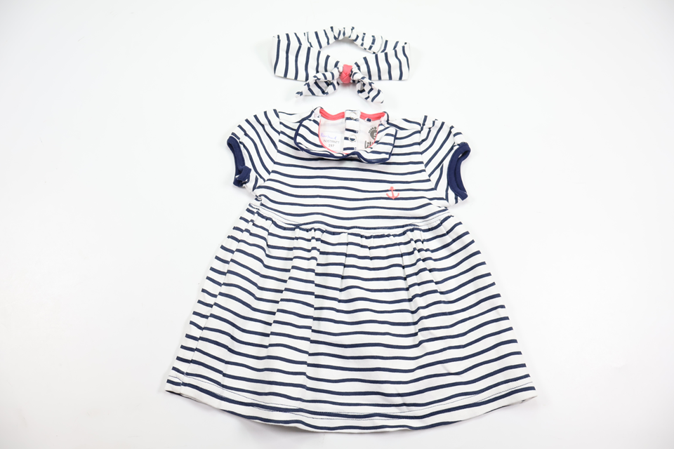 Striped dress with matching headband from Lil'baby - Size 56 - Navy blue