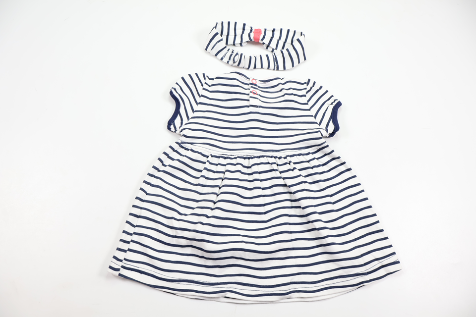 Striped dress with matching headband from Lil'baby - Size 56 - Navy blue