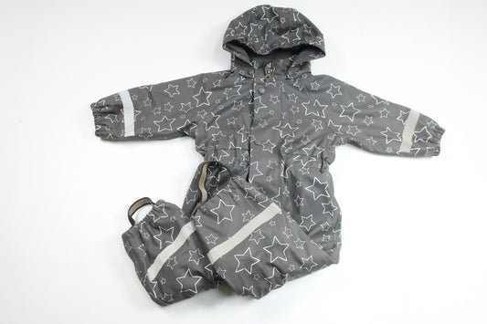 Gefütterter Regenoverall von My Wear Baby – Größe 74 – Grau