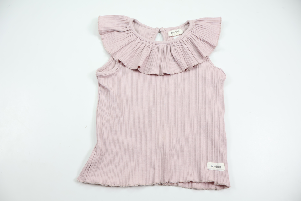 Ribbed tank top with ruffle from Newbie - Size 98/104 - Purple