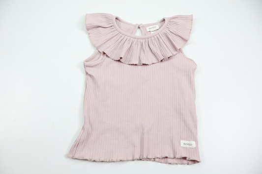 Ribbed tank top with ruffle from Newbie - Size 98/104 - Purple