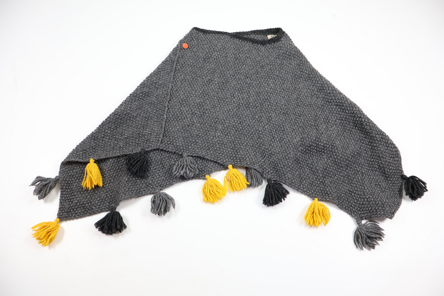 Wool poncho from Hemstickat - Size 104/110 - Grey