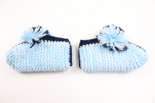Knitted booties from Hemstickat - Size 74/80 - Blue