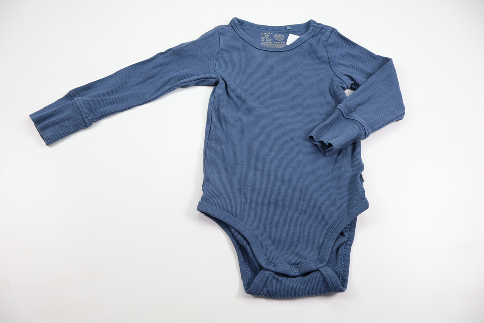 Ribbad body från Lindex - Storlek 80 - Blå