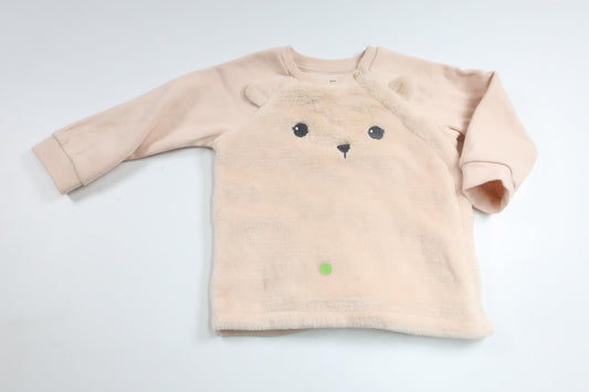 Fleece sweater with teddy bear from H&M - Size 74 - Pink