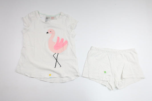 Two-piece pajamas with flamingo from H&M - Size 122/128 - White