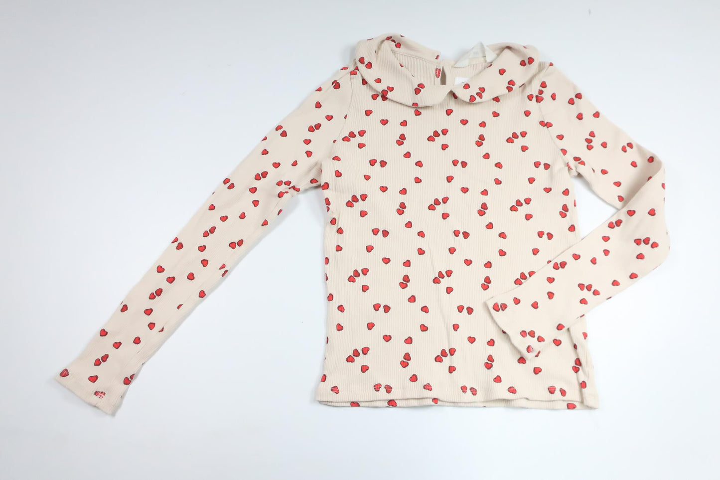 Ribbed sweater with hearts from H&M - Size 128/134 - Off-white