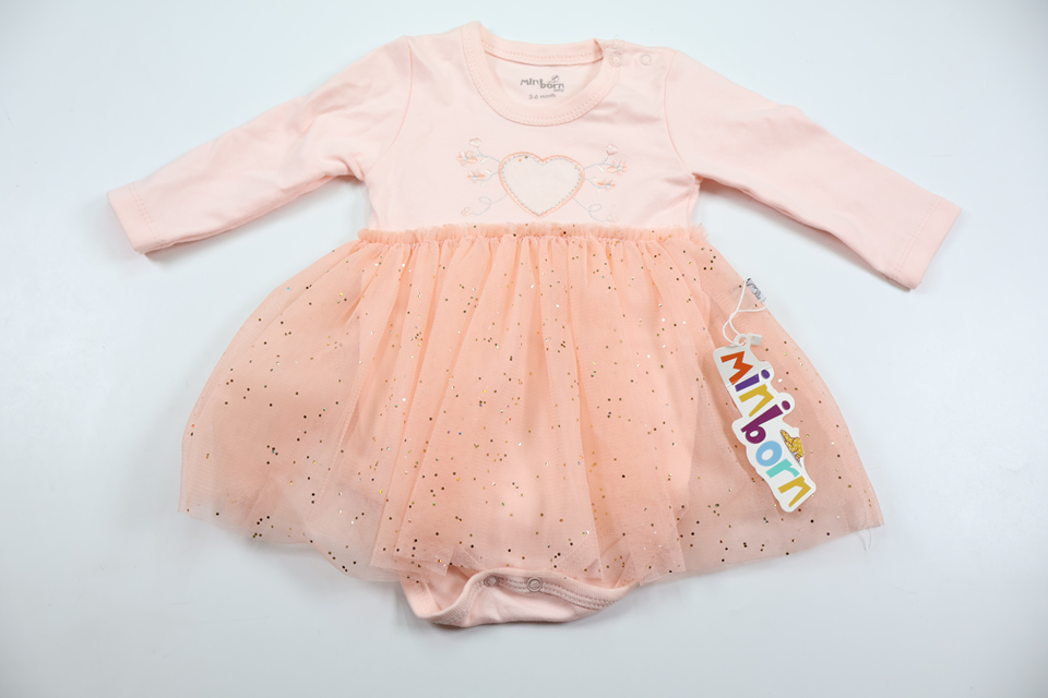 Dress with built-in bodysuit from Miniborn Baby - Size 62/68 - Pink