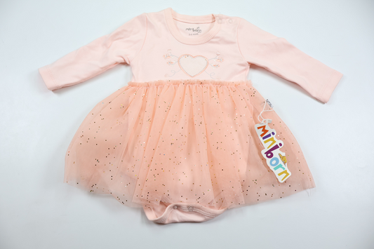 Dress with built-in bodysuit from Miniborn Baby - Size 62/68 - Pink