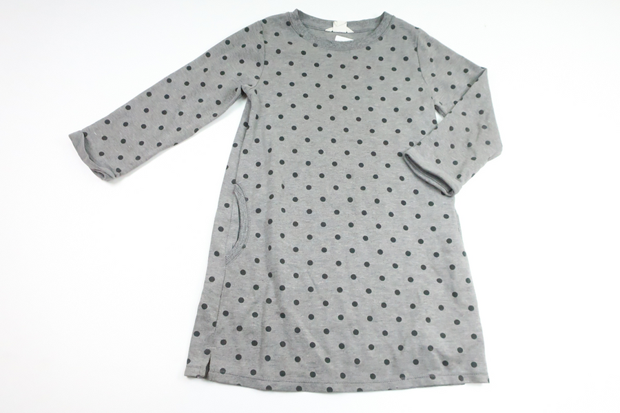 Polka dot sweatshirt dress from H&M - Size 122/128 - Grey