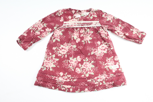 Geblümtes Kleid von Newbie – Größe 74 – Burgunderrot