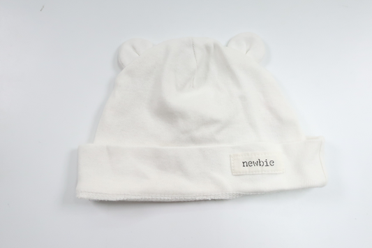 Mütze mit Ohren von Newbie – Größe 36/68 – Weiß