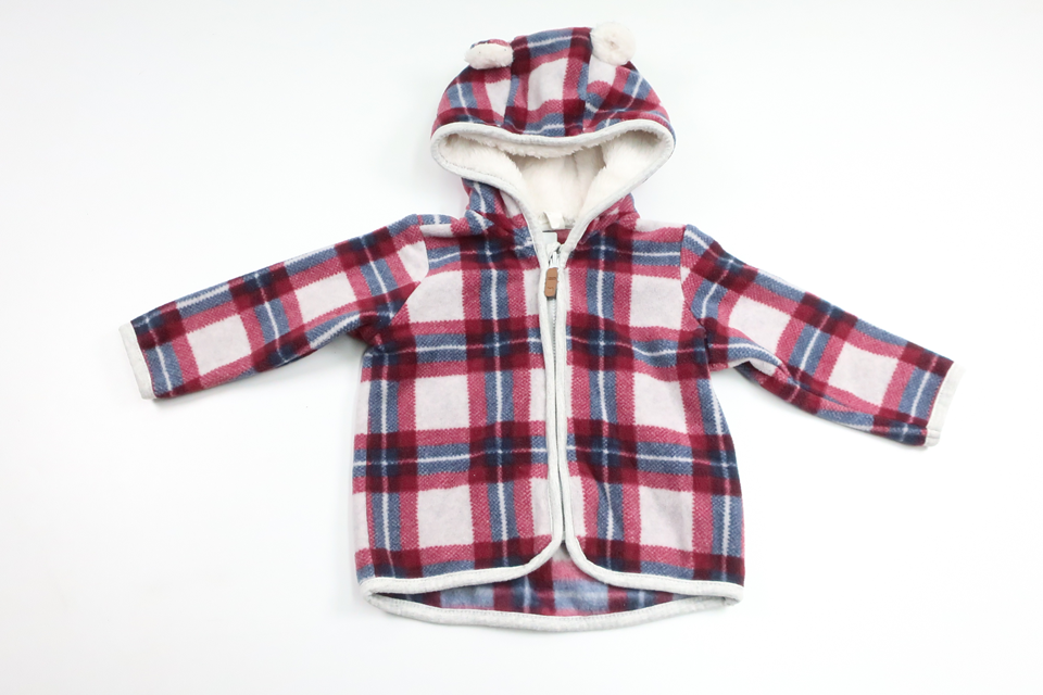 Fleecejacke mit Kapuze von H&MM - Größe 68 - Grau