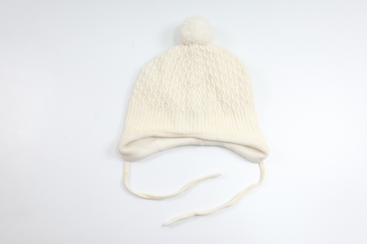 Fleecegefütterte Mütze mit Quaste von H&MM - Größe 86/92 - Cremeweiß