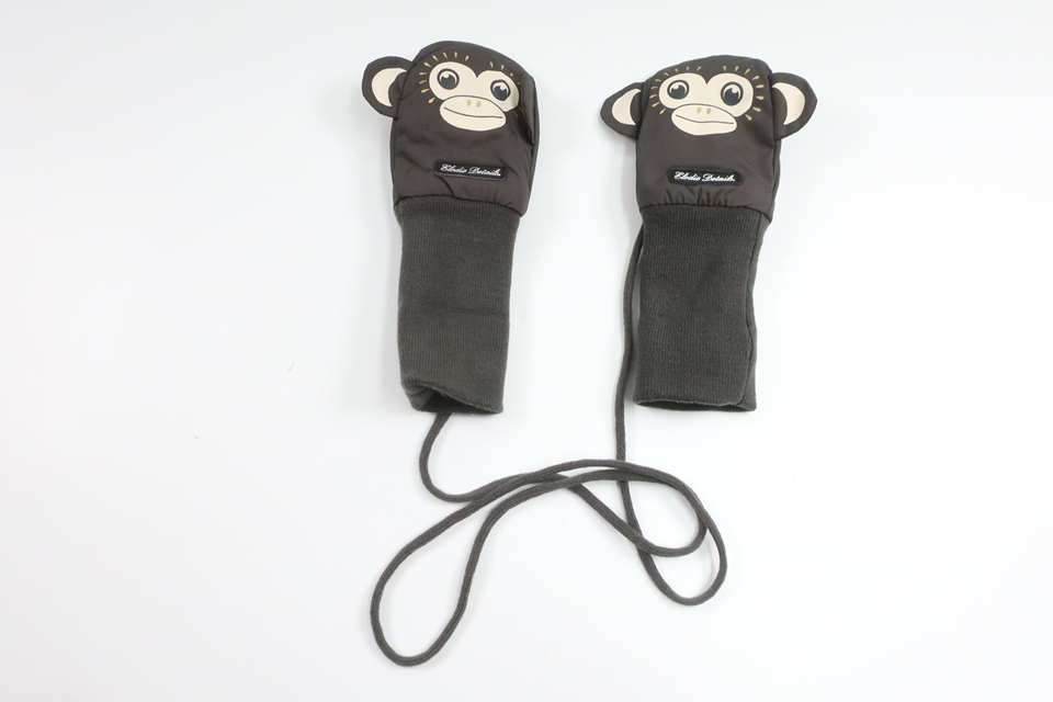 Fleece-lined mittens with monkeys from Elodie Details - Size 74/80 - Grey