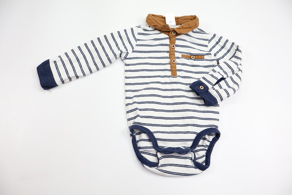 Striped polo bodysuit from H&M - Size 74 - White