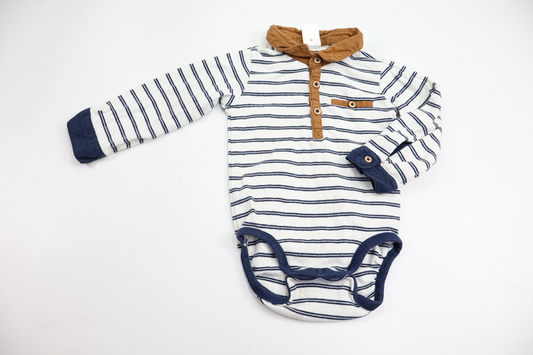 Striped polo bodysuit from H&M - Size 74 - White