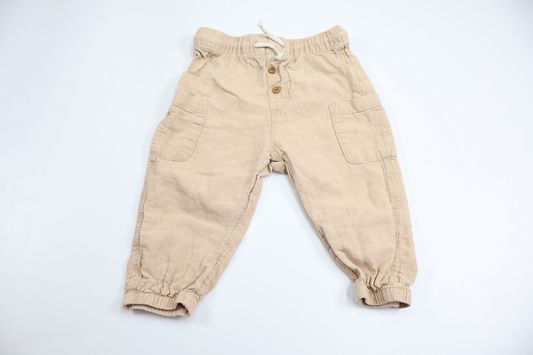 Linen blend trousers from H&M - Size 74/80 - Beige