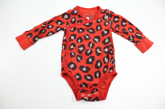 Leopard print wrap body from Lindex - Size 68 - Red