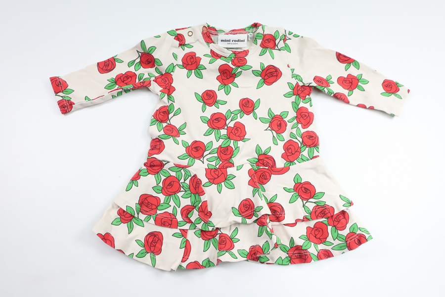 Geblümtes Kleid von Mini Rodini – Größe 56/62 – Cremeweiß
