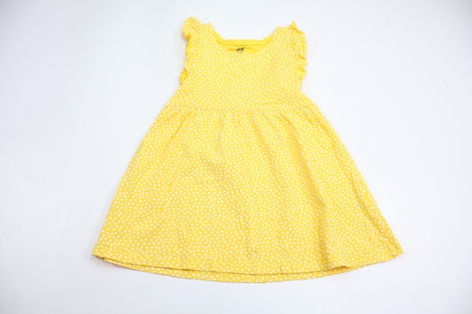 H&M Dress with Hearts - Size 92 - Yellow