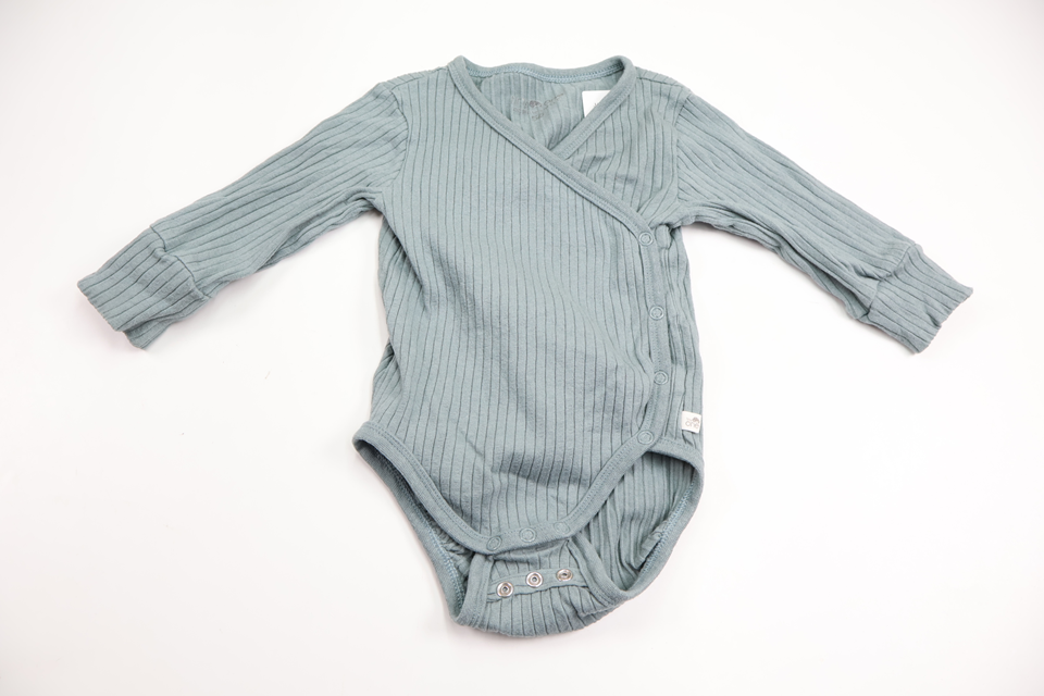 Ribbed wrap bodysuit from Tiny One - Size 56 - Blue