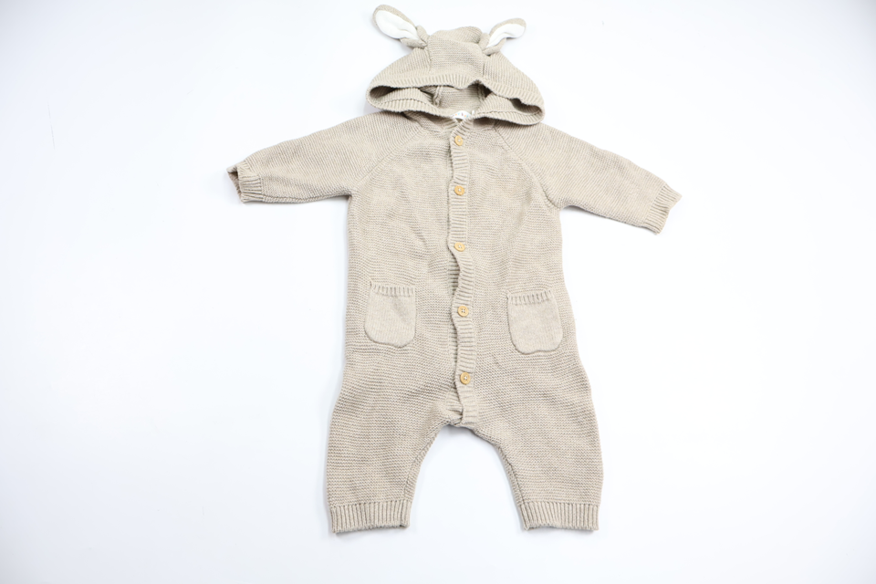 Stickad overall med kaninöron från Minimarket - Storlek 62 - Beige