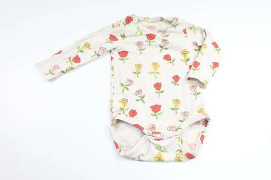 Geblümter Body von Mini Rodini – Größe 68/74 – Cremeweiß