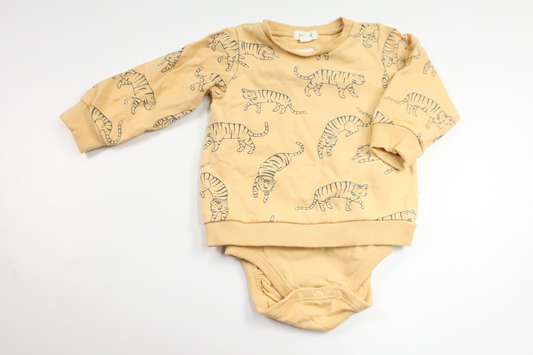 Pullover mit integriertem Body von Newbie – Größe 74 – Gelb