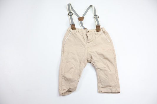 Hängselbyxor från Newbie - Storlek 62 - Beige
