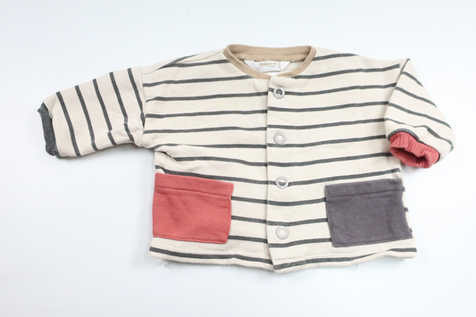 Gestreifte Strickjacke von Mayoral – Größe 56 – Grau